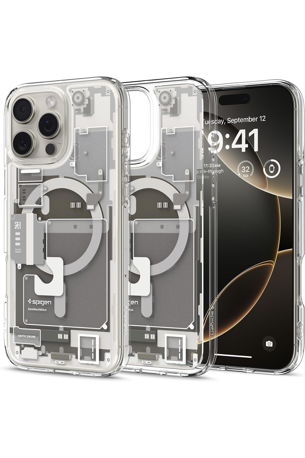STOREMAX ELZ iPhone 16 Pro Kılıf Ultra Hybrid MagFit MagSafe özellikli Zero One Natural Titanium - ACS0813
