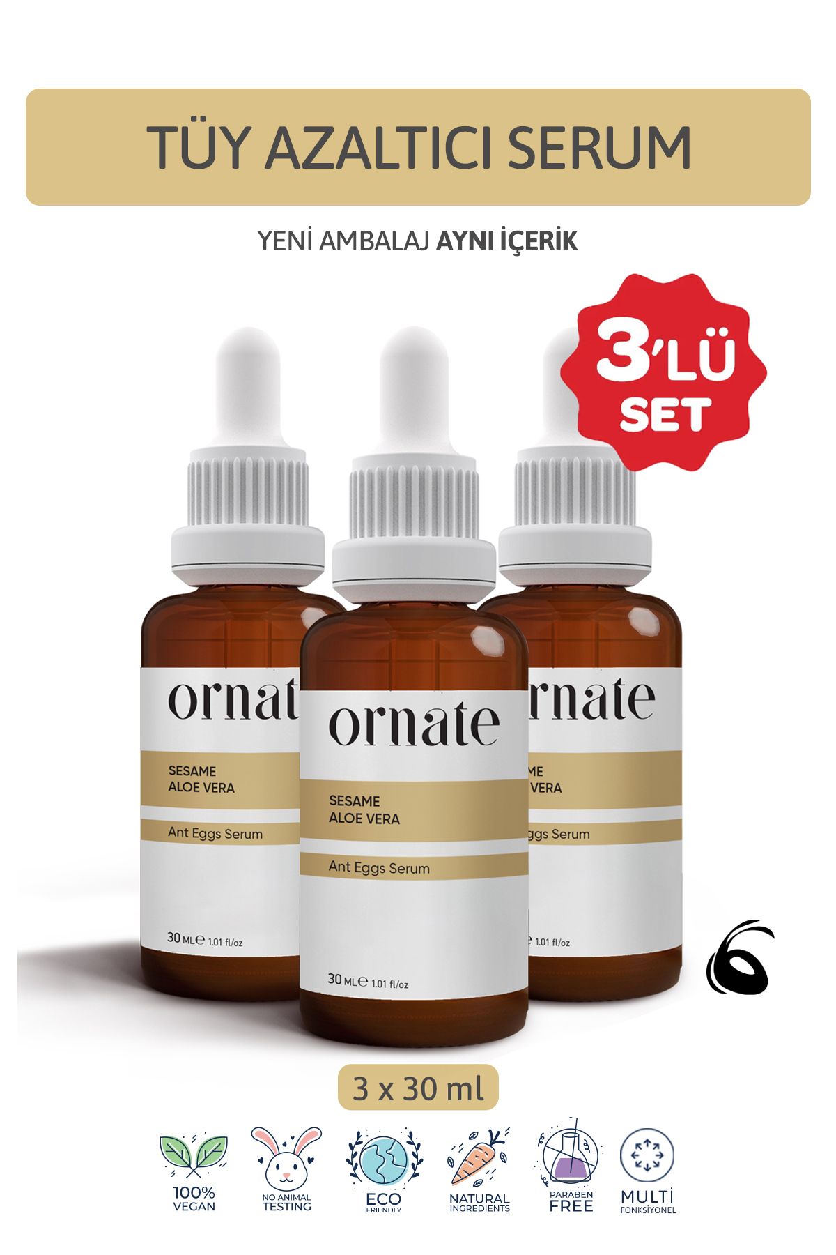 Karınca Yumurtası Yağı Tüy Azaltıcı Ve Dökücü Nemlendirici Serum 3'lü Süper Set 30ml