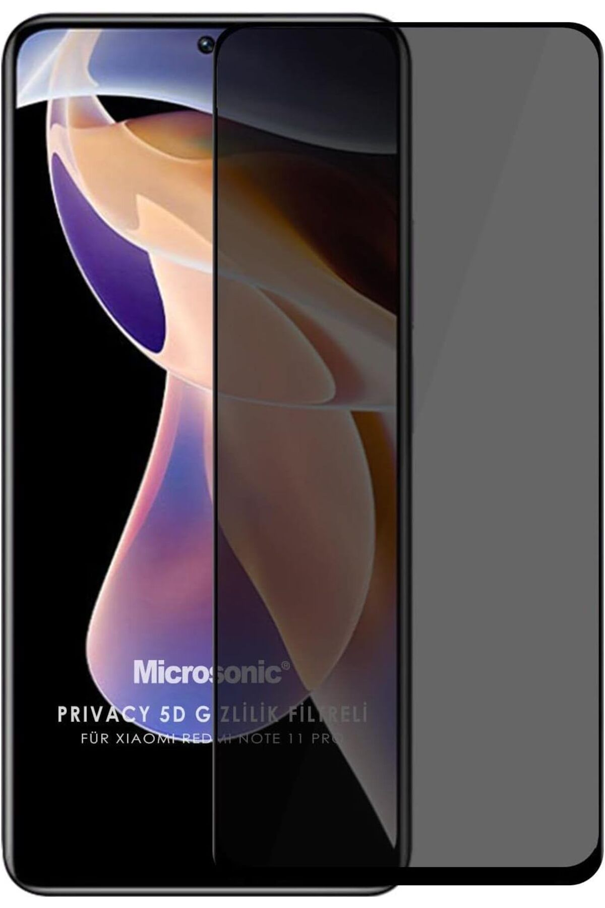 Mu Art Ahşap Mrt Xiaomi Redmi Note 11 Pro 5G Privacy 5D Gizlilik Filtreli Cam Ekran Koruyucu Siyah Art 871301