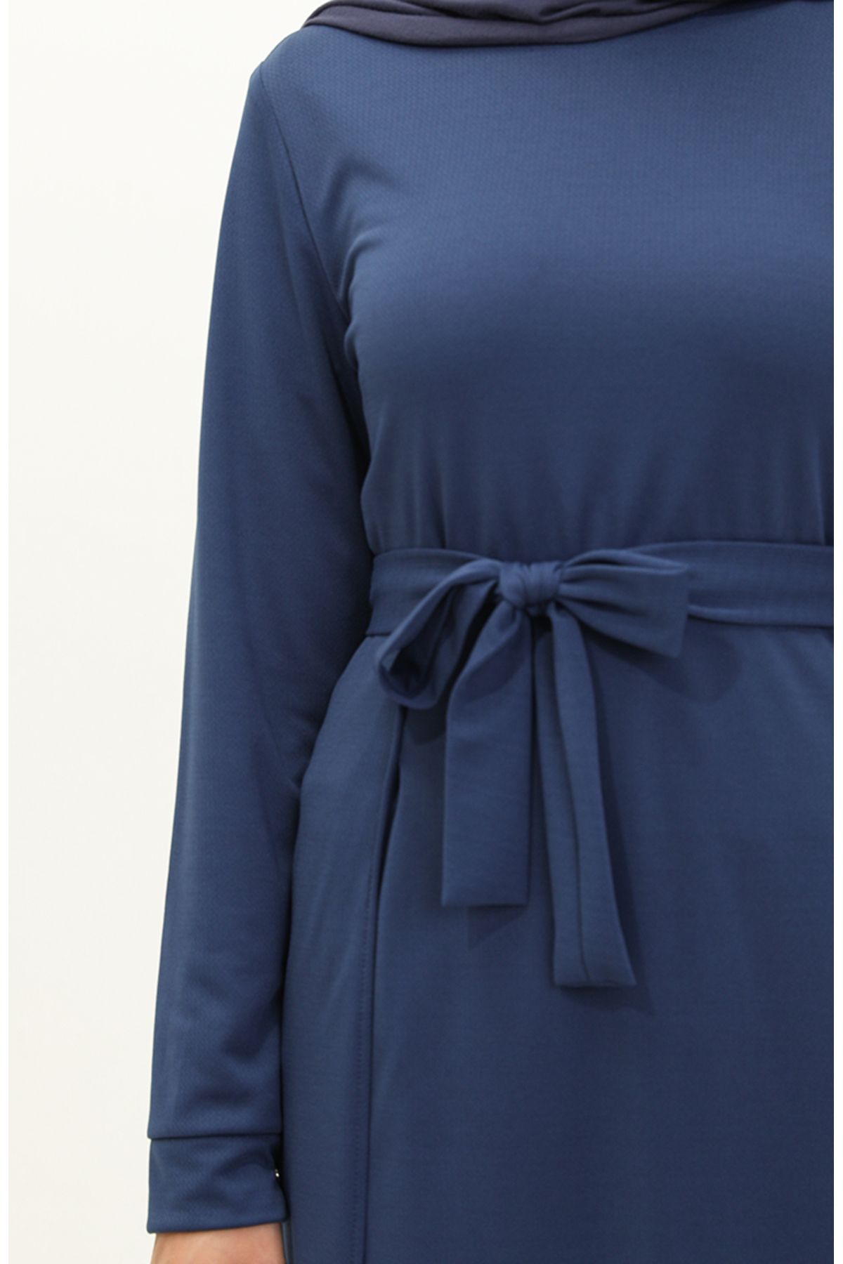 sefamerve-Set tunică și pantaloni indigo - Detaliat cu fantă 0664-08 4