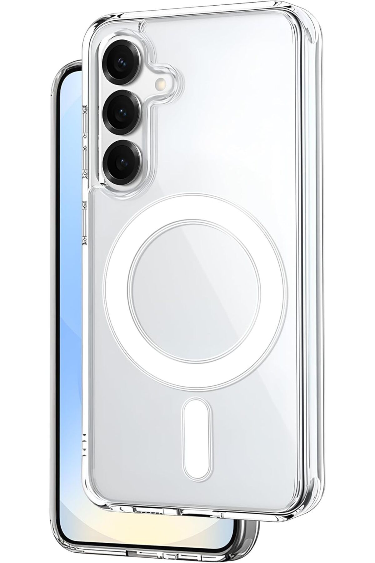 STOREMAX Galaxy S25 Uyumlu  Magsafe Aksesuarlarıyla Uyumlu Şok Emici Silikon Kenarlı Sararma Önleyici Ark