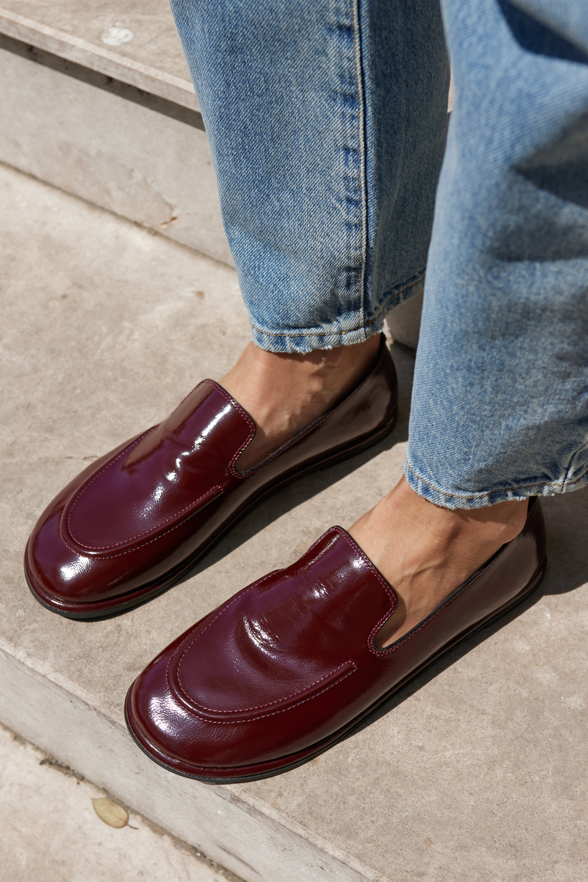 ANGELİNA JONES-Rubles Women's Burgundy Patent Leather New Generation Shoes 7