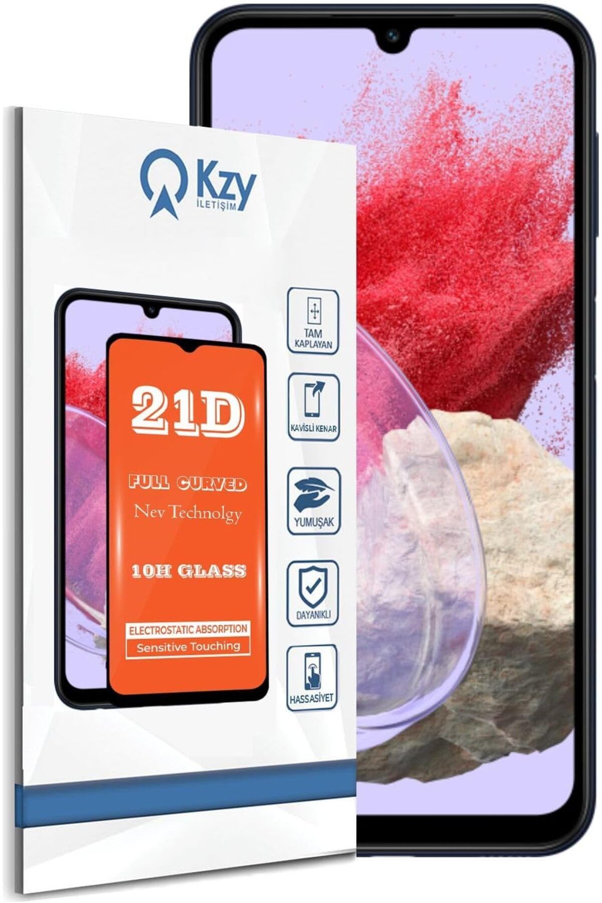 Mu Art Ahşap Mrt İLETİŞİM Galaxy M34 ile Uyumlu Tam Kaplayan 21D Temperli Ekran Koruyucu Cam Art 871301