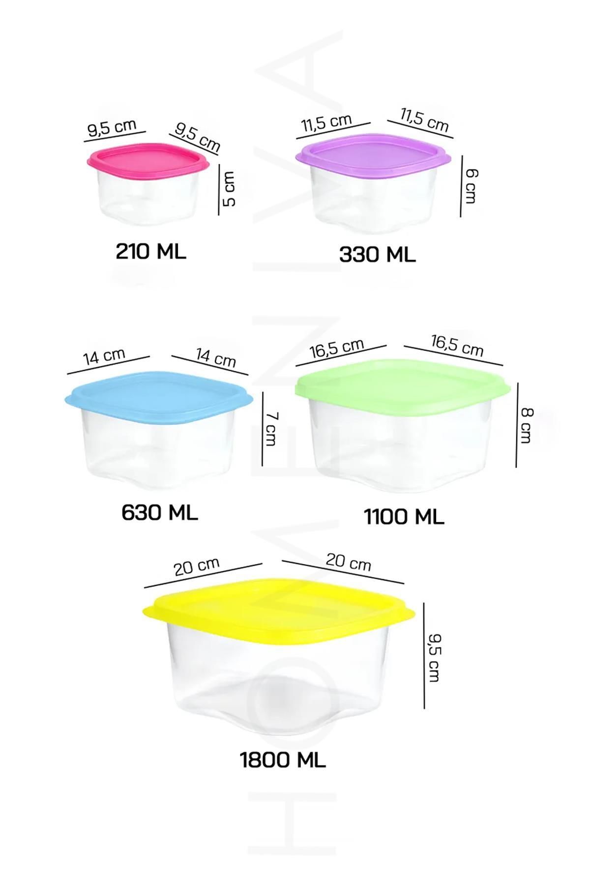 HOMENIVA-5 Size Square Storage Container Set - Storage Container Suitable for Microwave and Deep Freezer 5