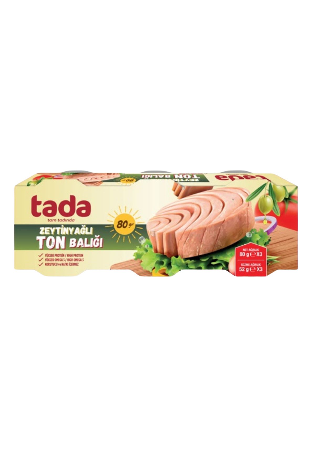 Tada Zeytinyağlı Ton Balığı Konservesi 80 Gr 3'lü