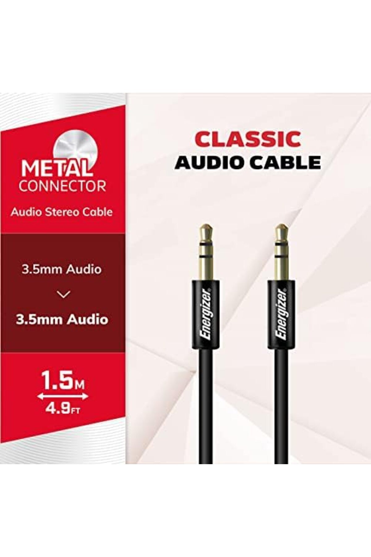 Energizer-- Adapter Audio Jack/Jack - Universal Stereo Cable for Audio Devices - Black 8