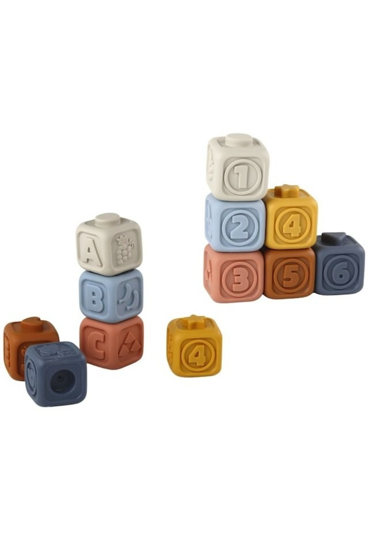 Empria-Jucarii cuburi de construit 3D din silicon pentru bebelusi, 13 cuburi si discuri conectabile, 9