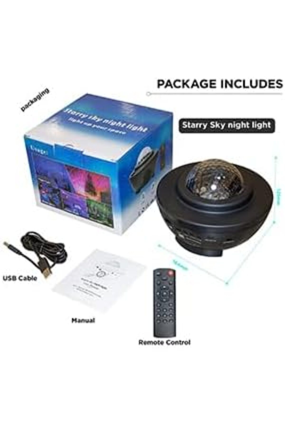 fulina-Dynamic Projection Night Light with Remote Control Bluetooth Speaker, Multiple Colours,for Bedroom 6