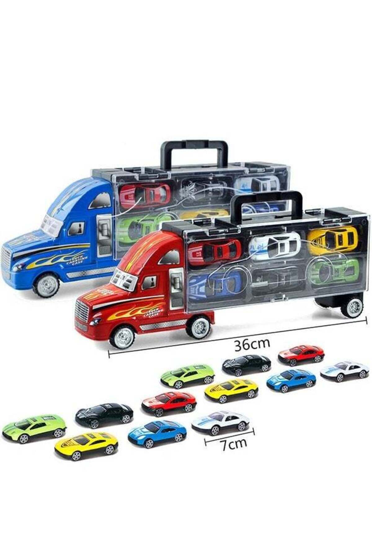 Yelajoy-Car Transporter Playset,With 12 Small Diecast Cars for Boys and Girls,Best Holiday Gift for Kids 4