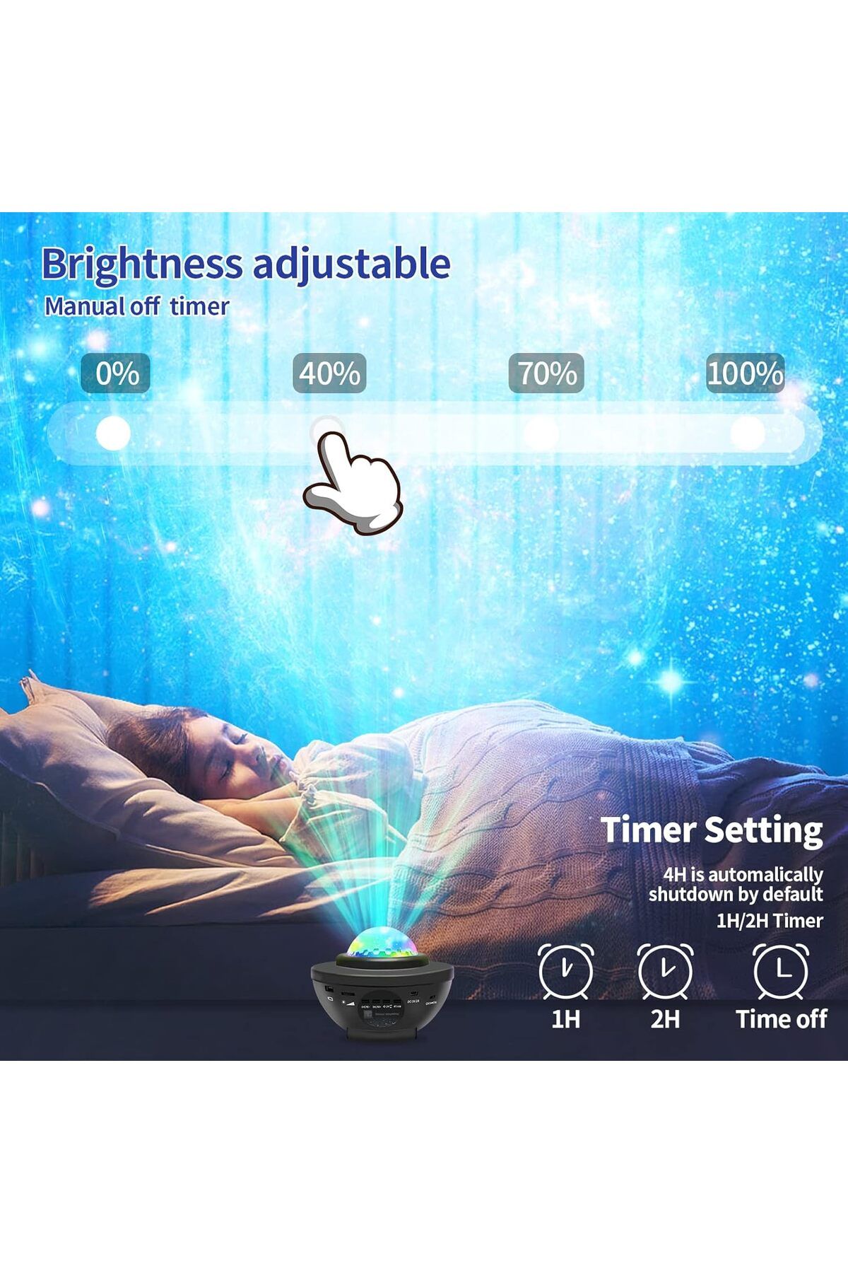 fulina-Dynamic Projection Night Light with Remote Control Bluetooth Speaker, Multiple Colours,for Bedroom 4