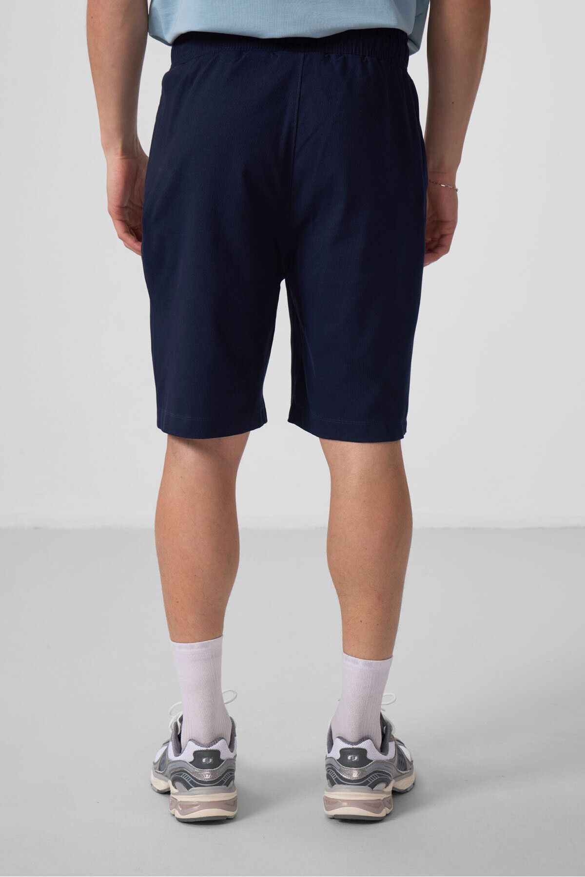 TOMMY LIFE-Navy Blue Standard Fit Woven Lightweight Flexible Chino Men's Shorts - 81290 6