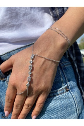 kurukafagift Şahmeran Kare Zirkon Taşlı Gümüş Renk