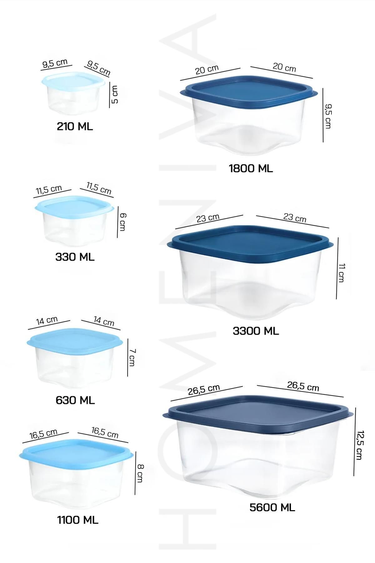 HOMENIVA-7 Size Square Storage Container Set - Storage Container Suitable for Microwave and Deep Freezer 5