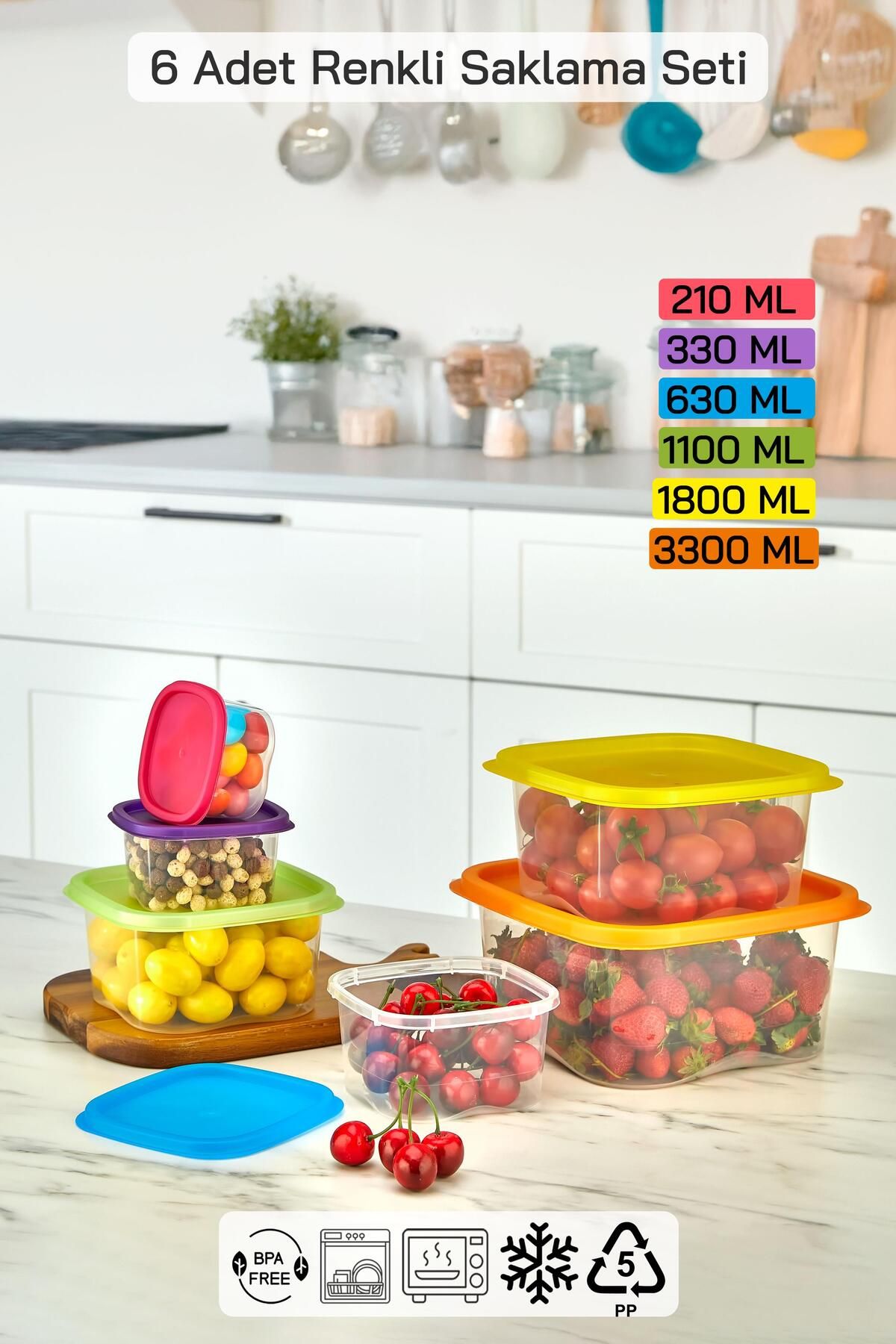 HOMENIVA-6 Size Square Storage Container Set - Storage Container Suitable for Microwave and Deep Freezer 2