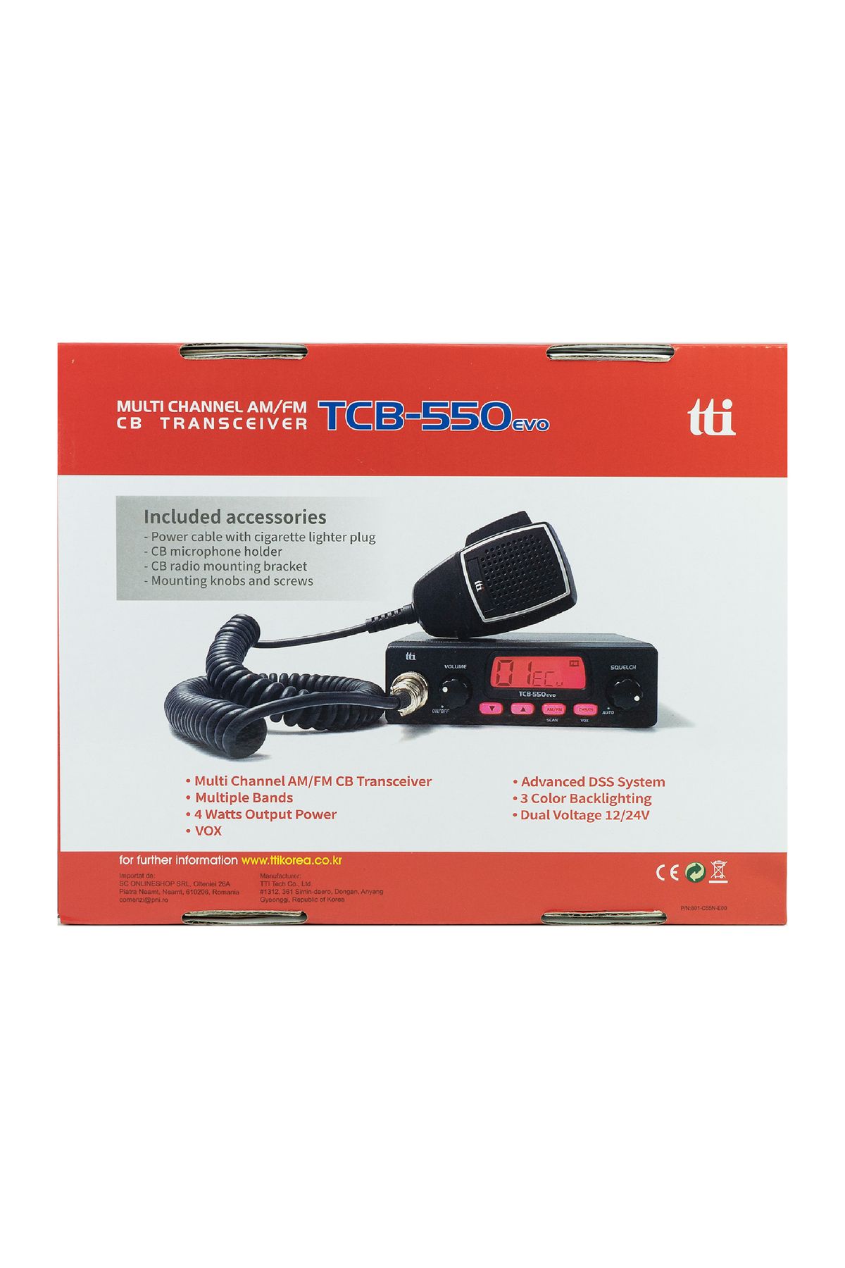TTI-Statie radio CB TTi TCB-550 EVO, DSS, VOX, Filtru NB, Scan, ecran multicolor, 12-24V 5