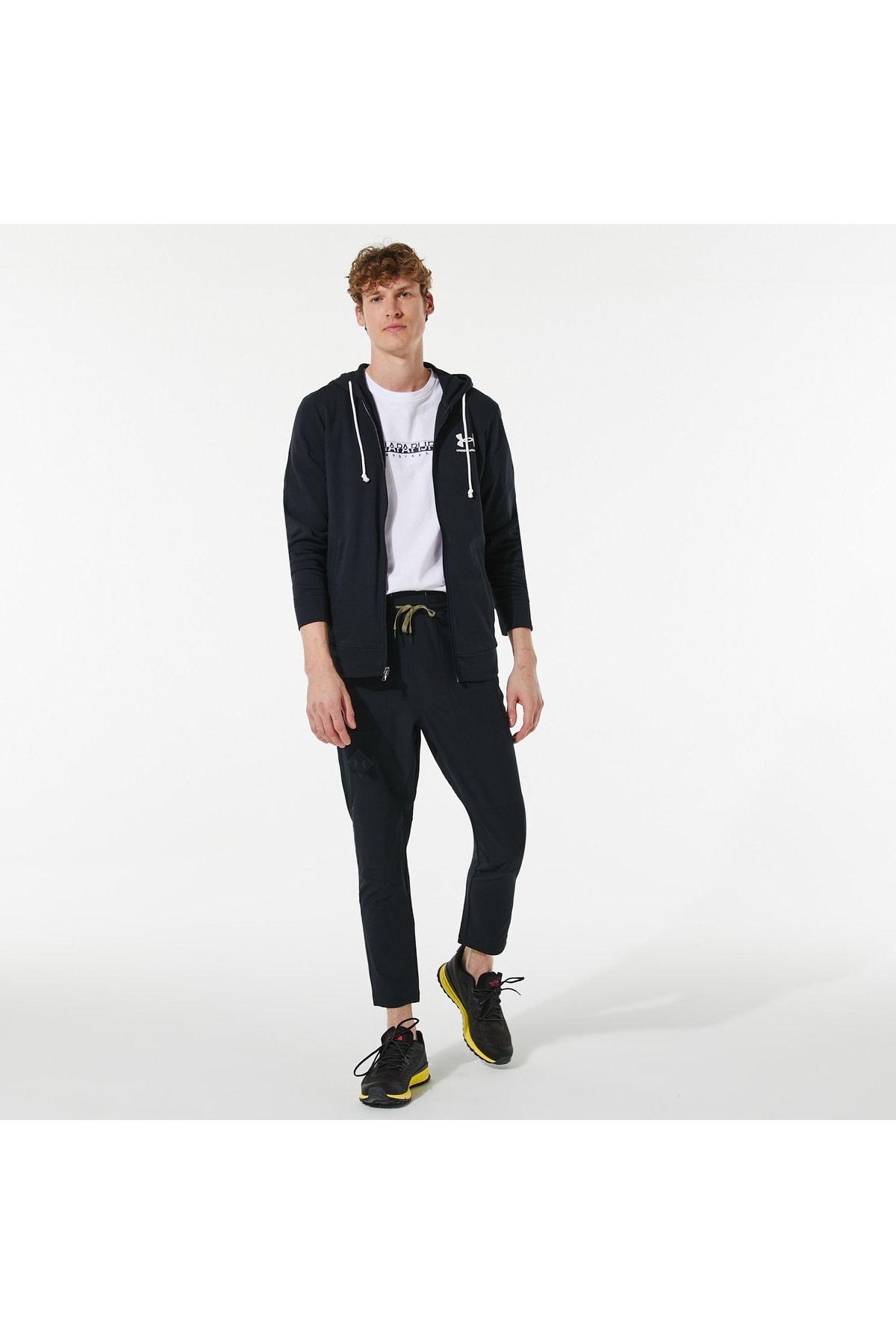 سویشرت ورزشی مشکی مردانه رقیب تری با زیپ اندازه کامل 1370409 001 Under Armour