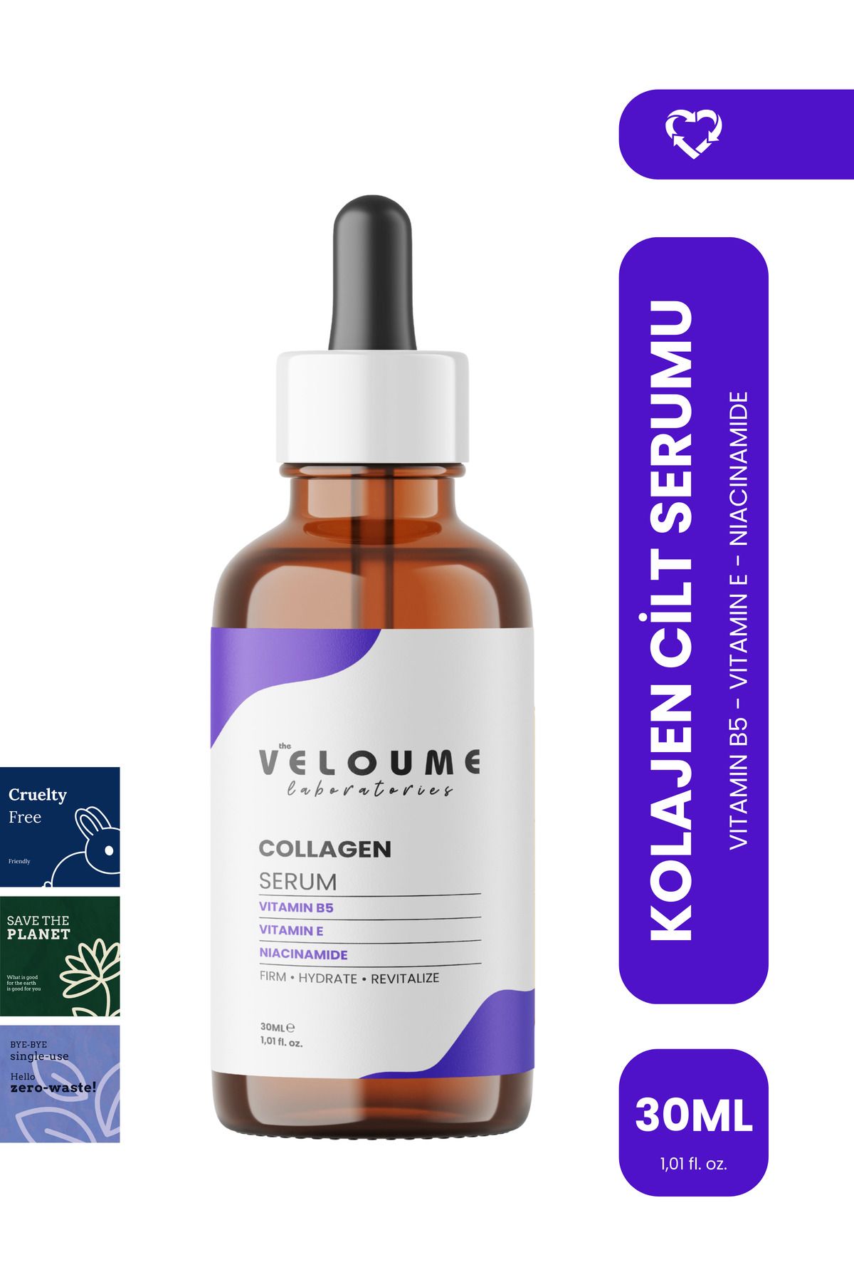 The Veloume Labs Cilt Tonu Eşitleyici 3 Aktif Kolajen Serum, Aydınlatıcı, Niacinamide Etkili, Yaşlanma Karşıtı 30 ml