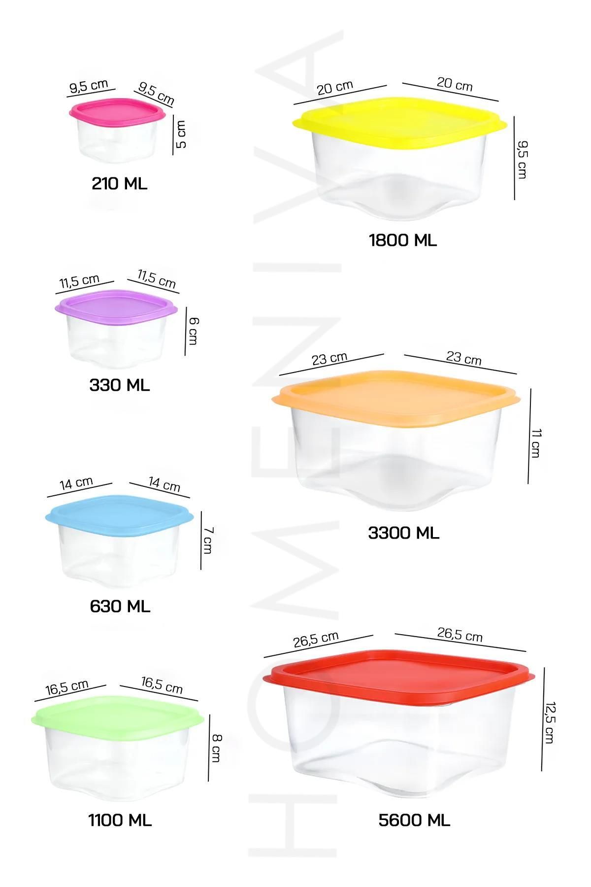 HOMENIVA-7 Size Square Storage Container Set - Storage Container Suitable for Microwave and Deep Freezer 5