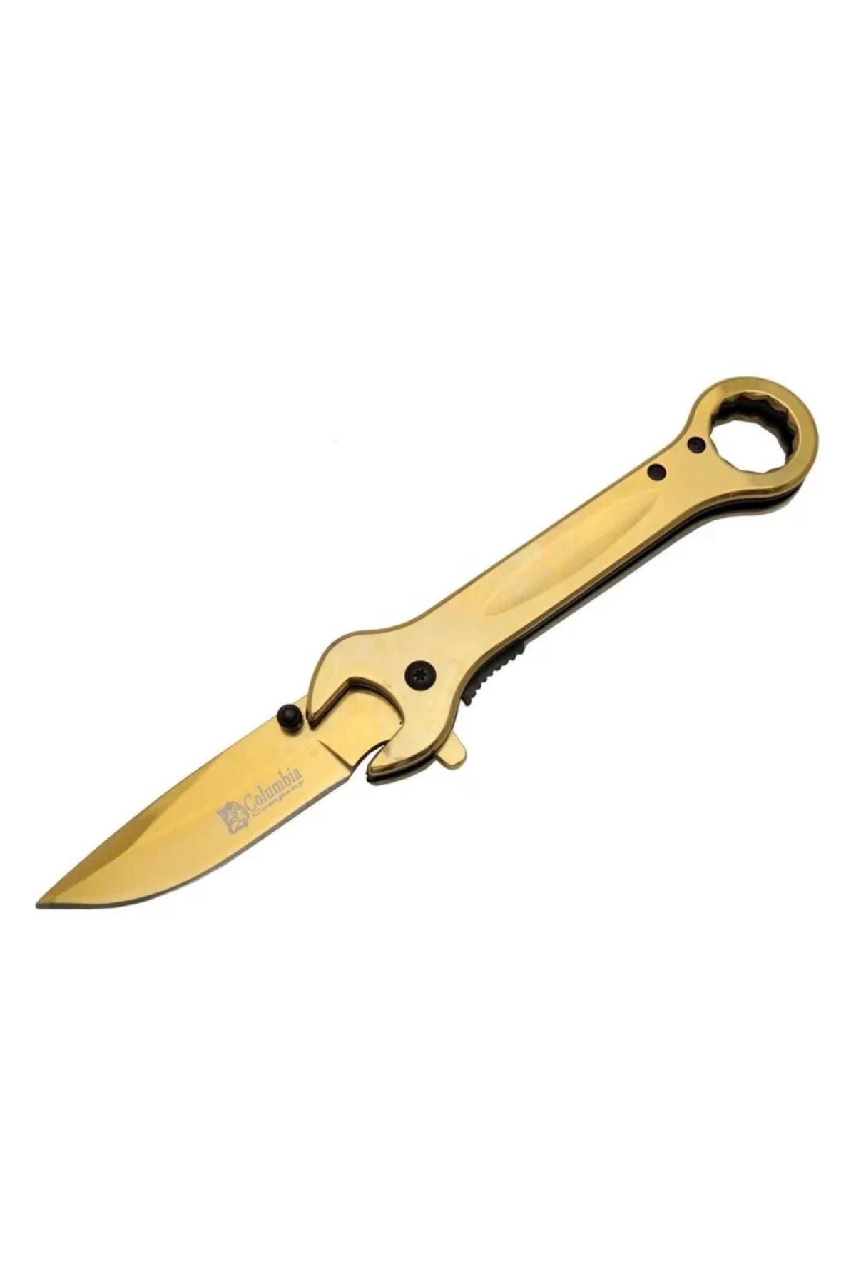 melfxxl eticaret 8000c Anahtar Görünümlü Gold Kamp Çakı 19 Cm - Otomatik, Metal Sap