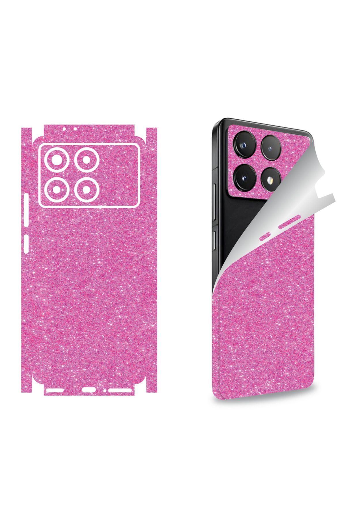 Bowie Xiaomi Redmi 14c için uyumlu 360 full arka kaplama koruma sticker SİMLİ PEMBE