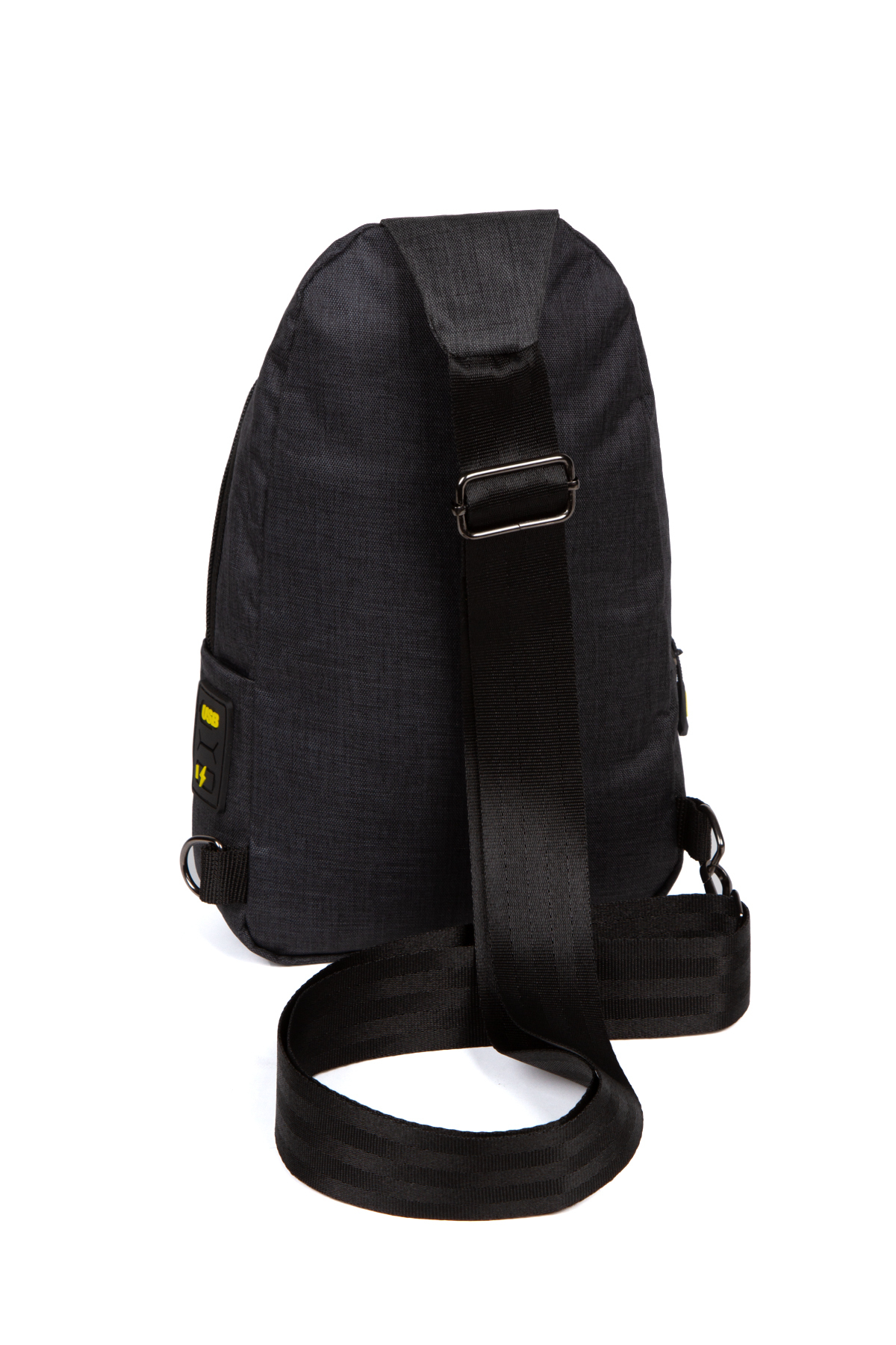 Newish Unisex Siyah Sarı Çok Bölmeli Kulaklı Ve Usb Çıkışlı, Askılı Çapraz Göğüs, Omuz Ve Bel Çantası görsel 5