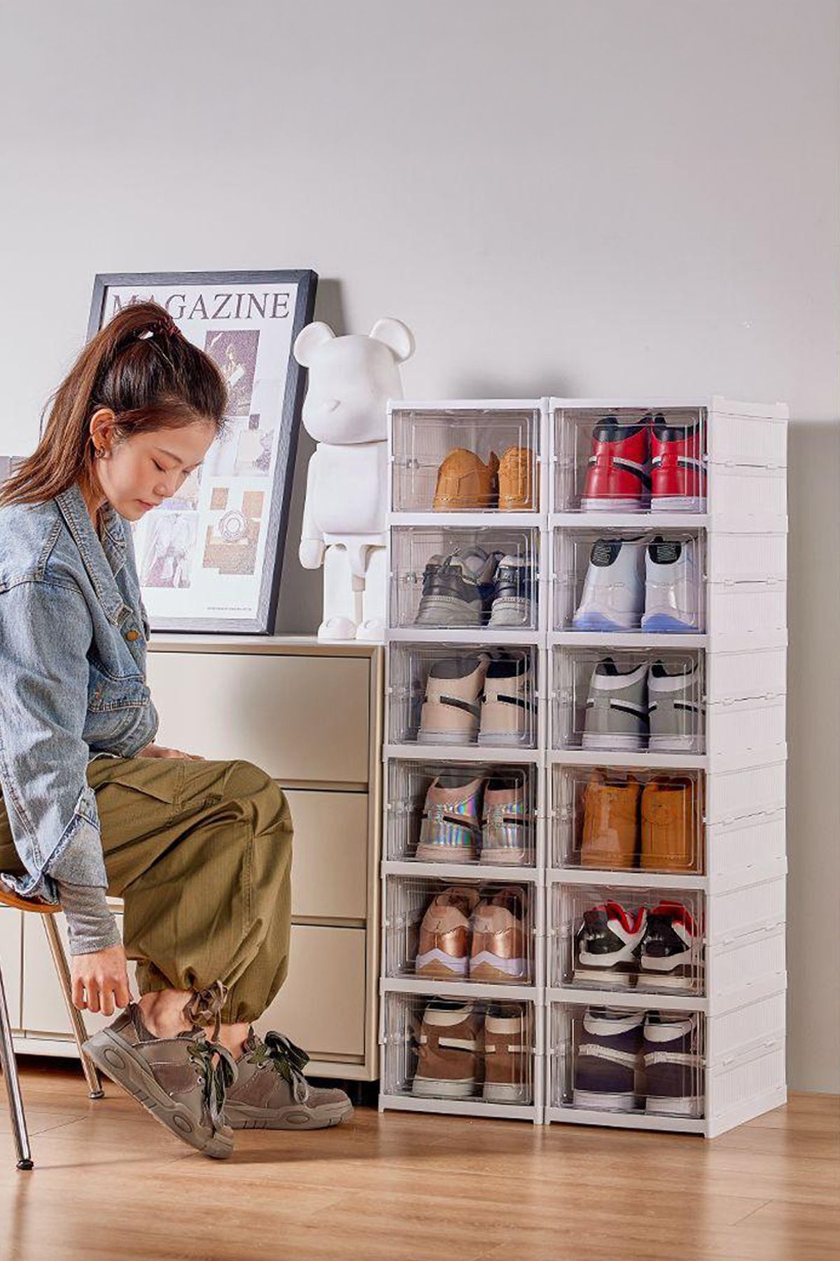 Kitchen Life-6-Shelf Foldable Shoe Rack Portable Multipurpose Spacious Cabinet and Shelf 7
