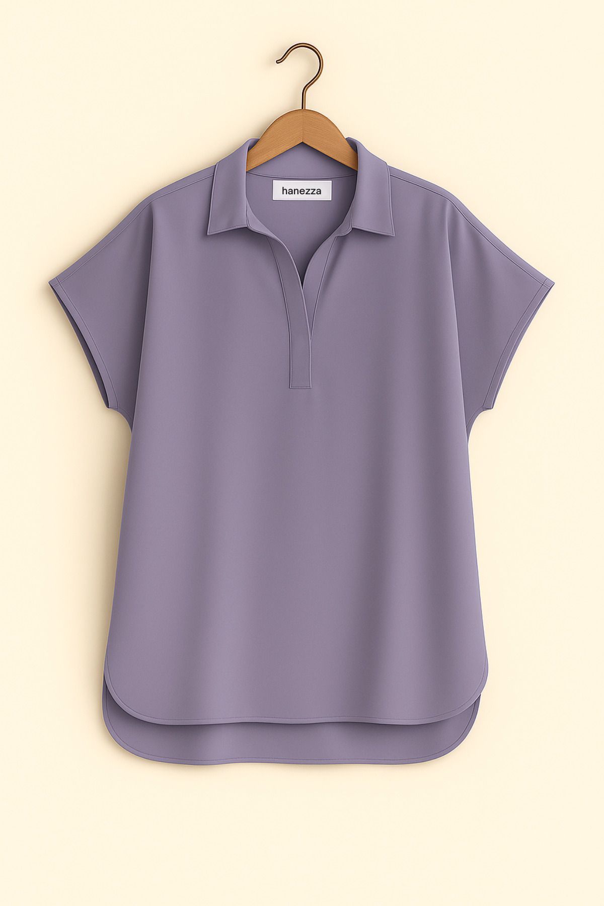 Hanezza-Plus Size Stylish Jessica Satin Collar Blouse - Black, White, Orange, Lilac, Fuchsia 1