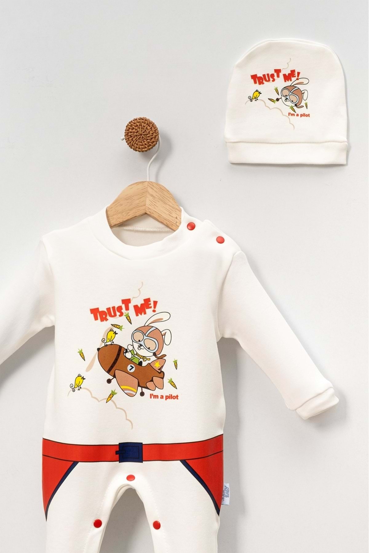 jijek baby kids-Baby Romper and Hat Set Printed Soft Cotton Fabric Jijek Baby - Red - 6-9Ay 3