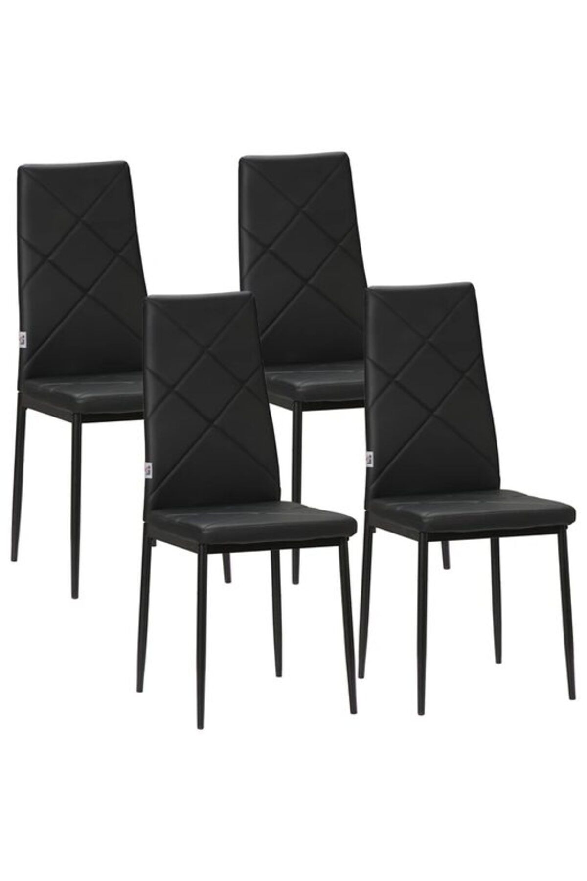 ART Set De 4 Scaune De Bucătărie/living, Tomlo, Piele Pvc, Oțel, Negru, 41x50x97 Cm - One Size