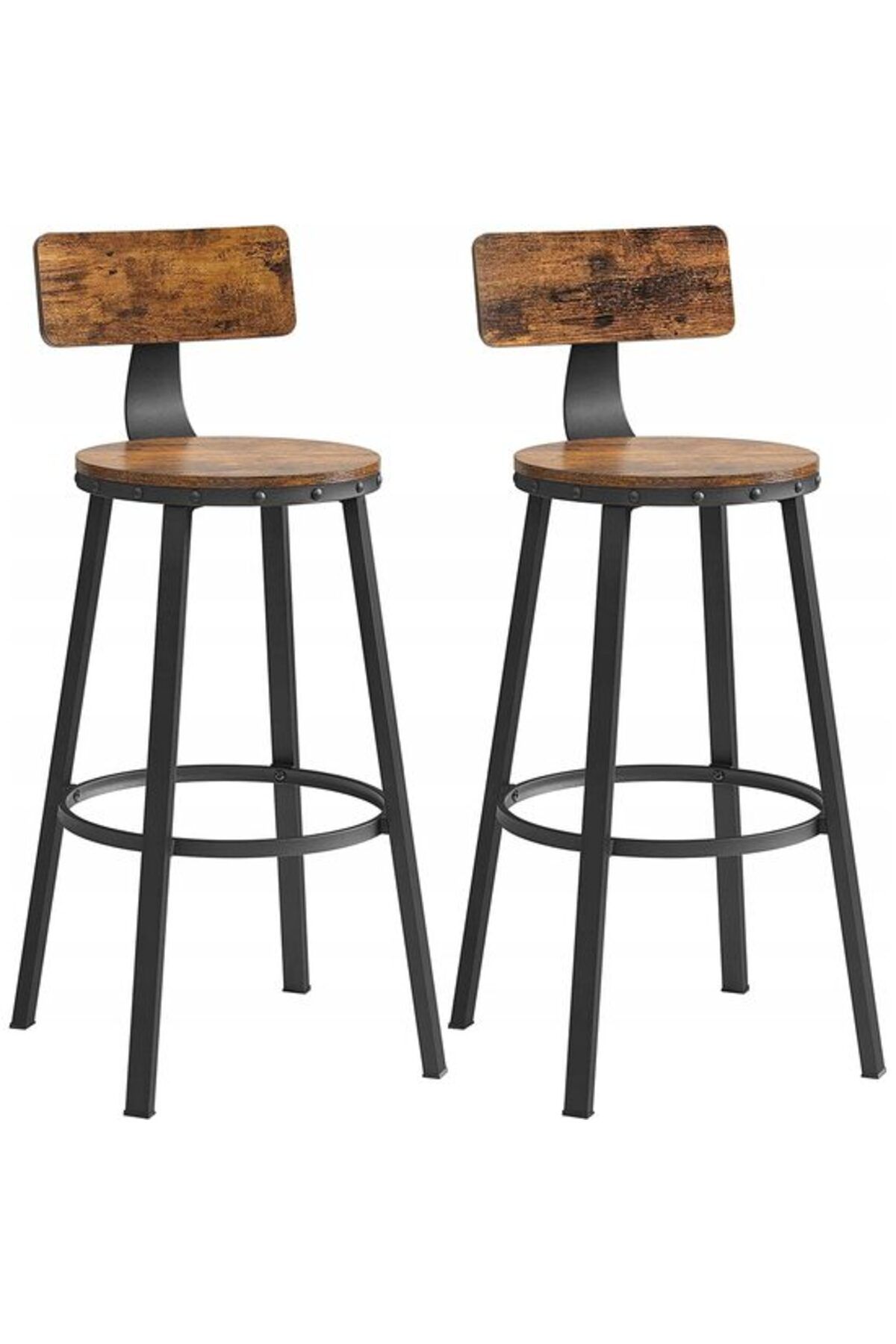 ARTOOLS Set 2 Scaune Bucatarie/bar, Artool, Pal Si Otel, Maro Rustic, Negru, 54x99 Cm - One Size