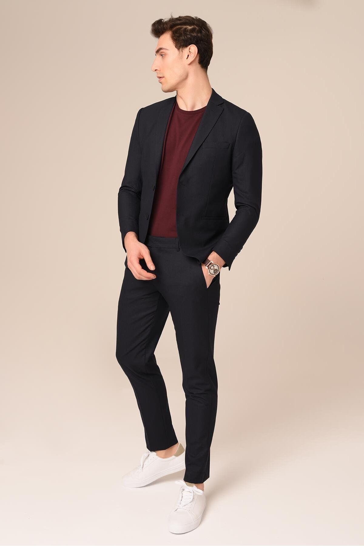 AGUSTİNİ Lacivert Renk 2Li Takım Elbise,Spor Slim Fit | Agustini