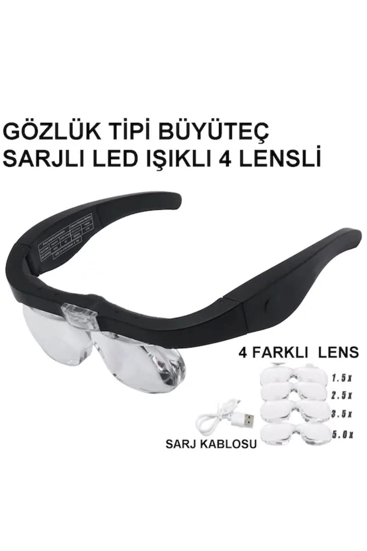 STOREMAX Şarjlı Gözlük Büyüteç 4 Farklı Lens 11537dc
