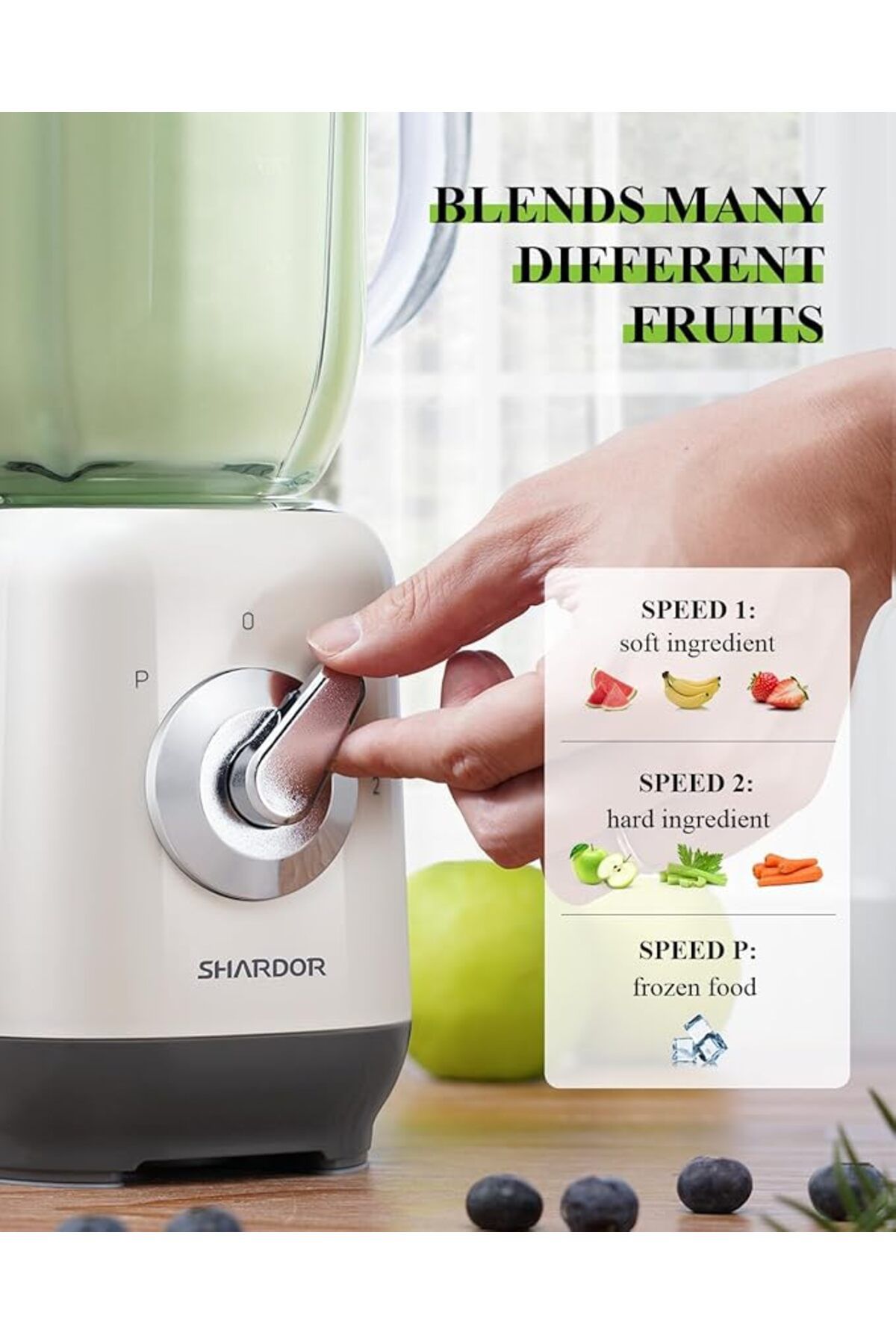 SHARDOR-700W Blender Smoothie Maker, 2 Speed and Pulse Ice Crushing for Milkshake, Juice,1L Glass Jug 5