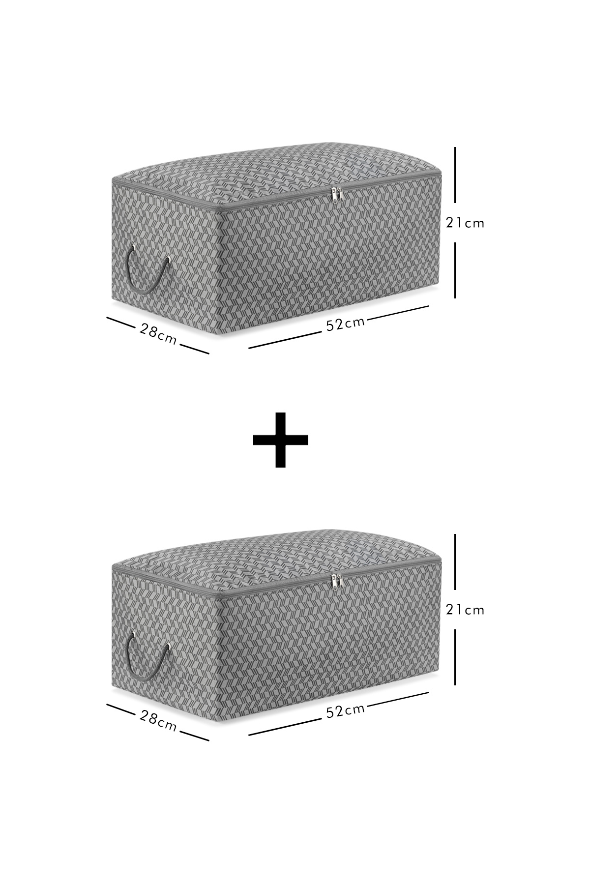REKHOME-Set of 2 Medium Size Herringbone Patterned Gray under Base Sofa Bed Sweater Pique Organizer Blanket Pouch 8