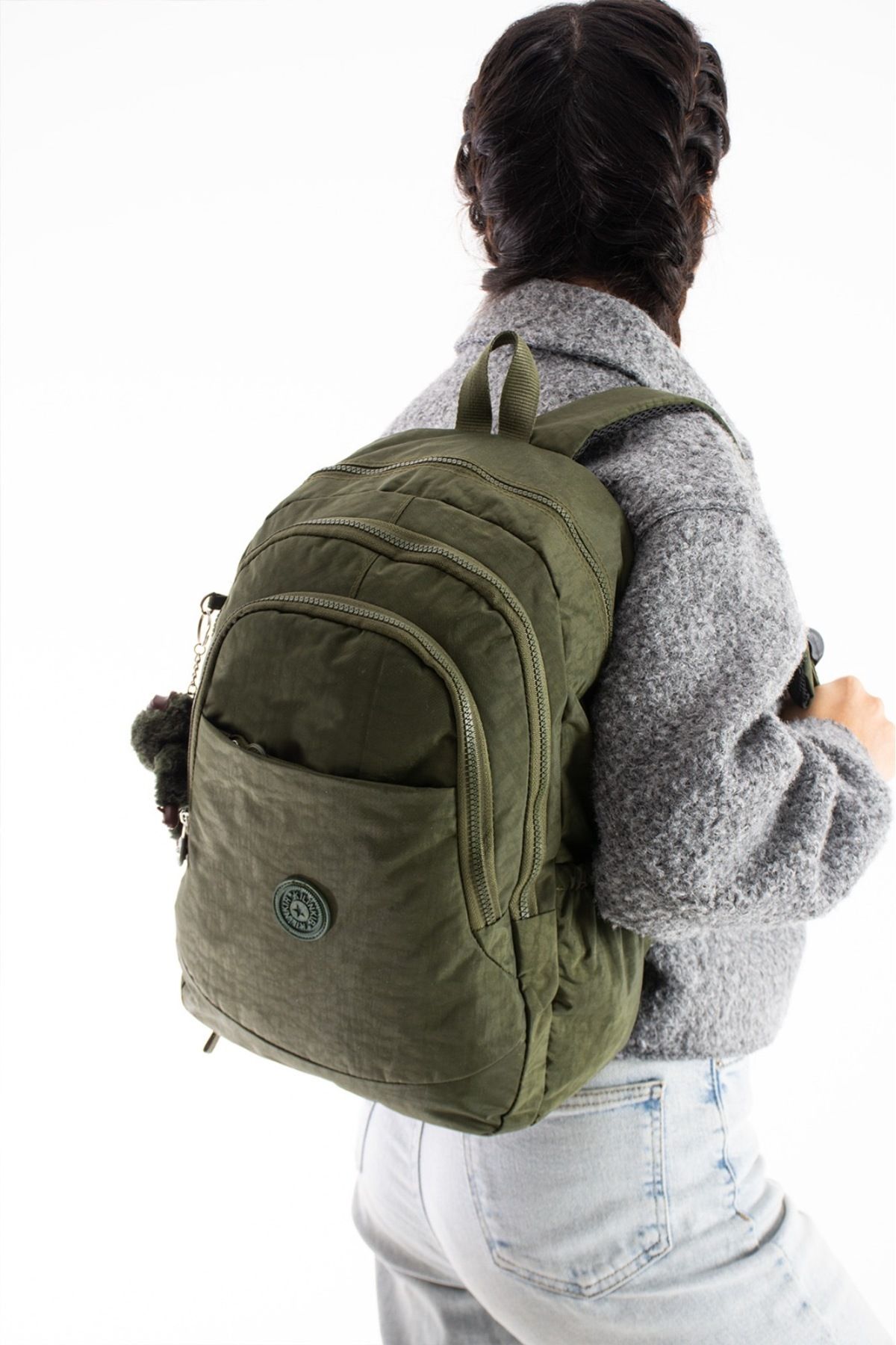 DUOMİNO-Crinkle Water Resistant Large Size Black Clinker Backpack Travel School Bag 15.6 High School 3