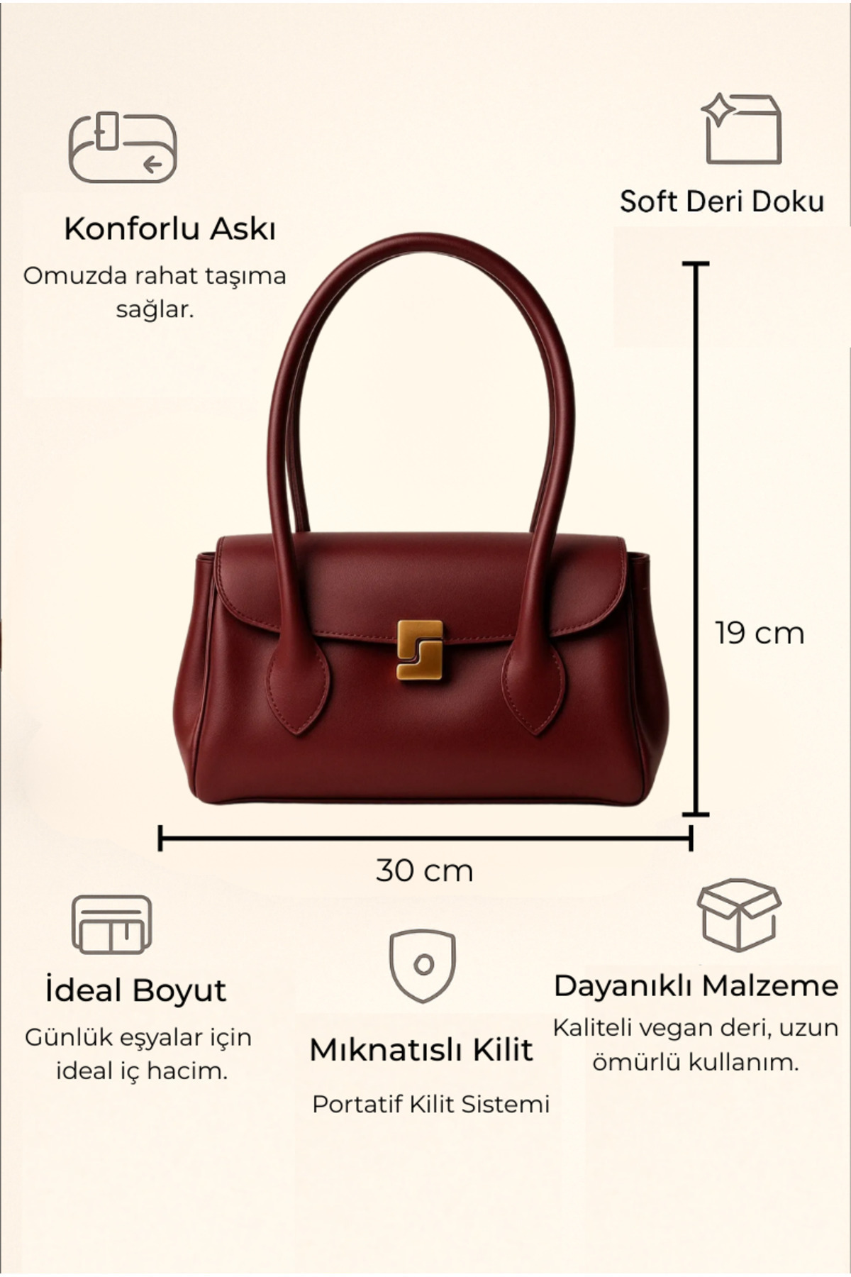 Assia Atelier-Gina Burgundy Women's Hand and Shoulder Bag – Stylish, Casual and Office Use Vegan Leather Bag 6