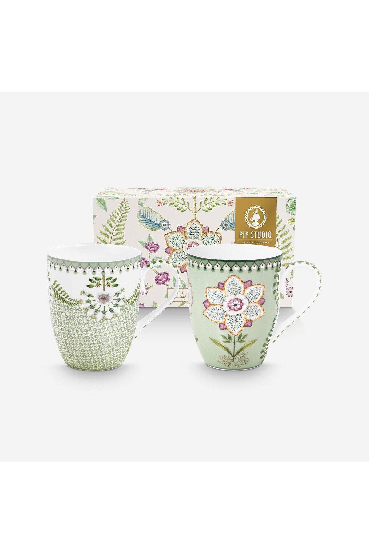 Pip Studio Lily & Lotus Yeşil Porselen Kupa 350 ml