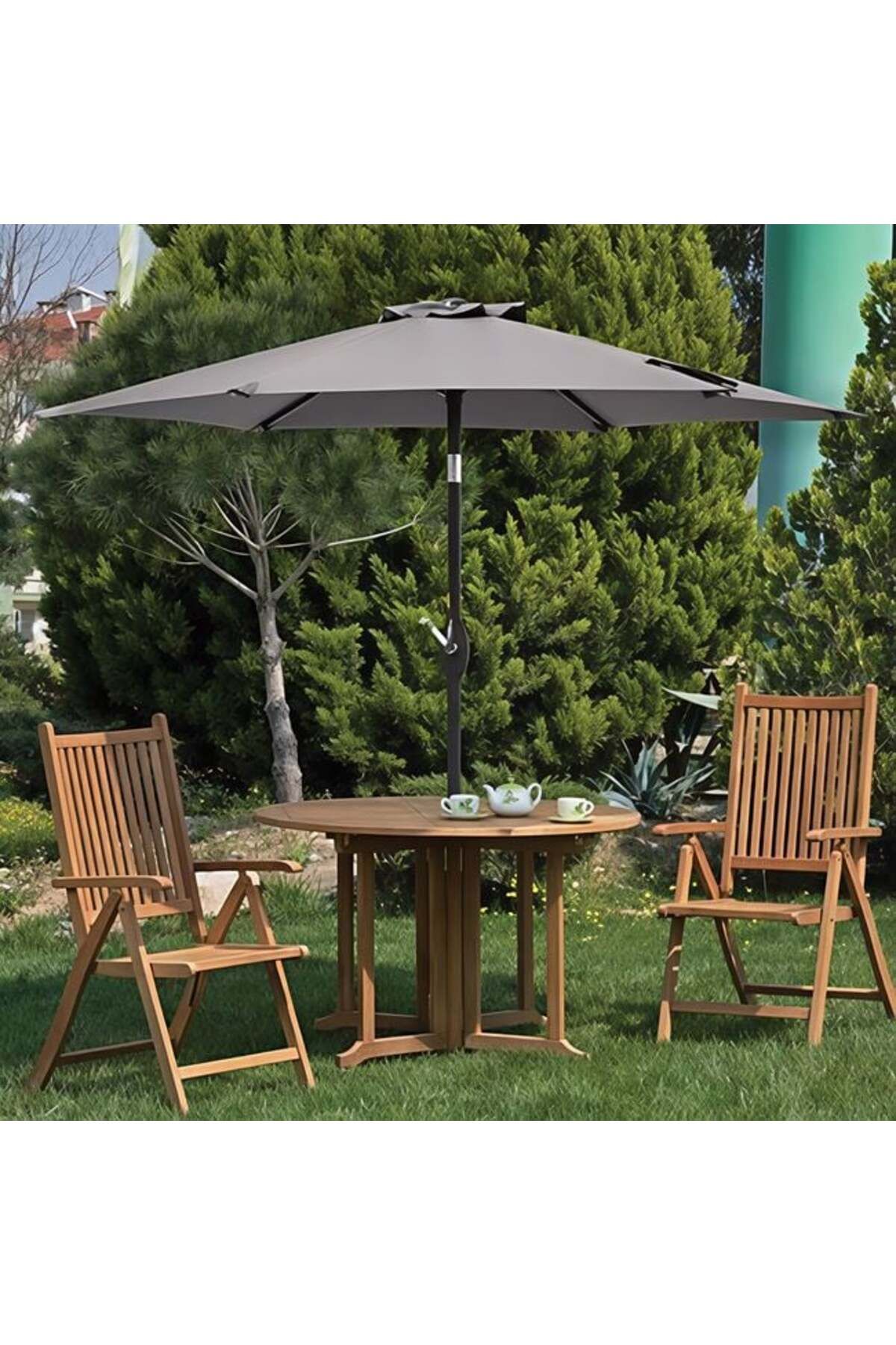 OEM Umbrela De Gradina Si Terasa Gri Cu Inclinatie, Rezistenta La Vant, Cadru Din Otel, Diametru 2.7 M - One Size