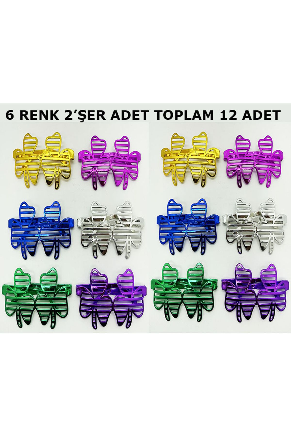 Mu Art Ahşap Mrt Vegas Casino Kupa Sinek Temalı Parti Gözlüğü 6 Renk 12 Adet Art 871301