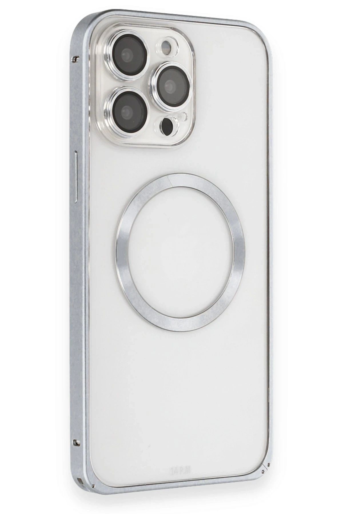 Joko iPhone 15 Pro Kılıf Metal Bumper Magneticsafe Kapak - Gri JOJUA