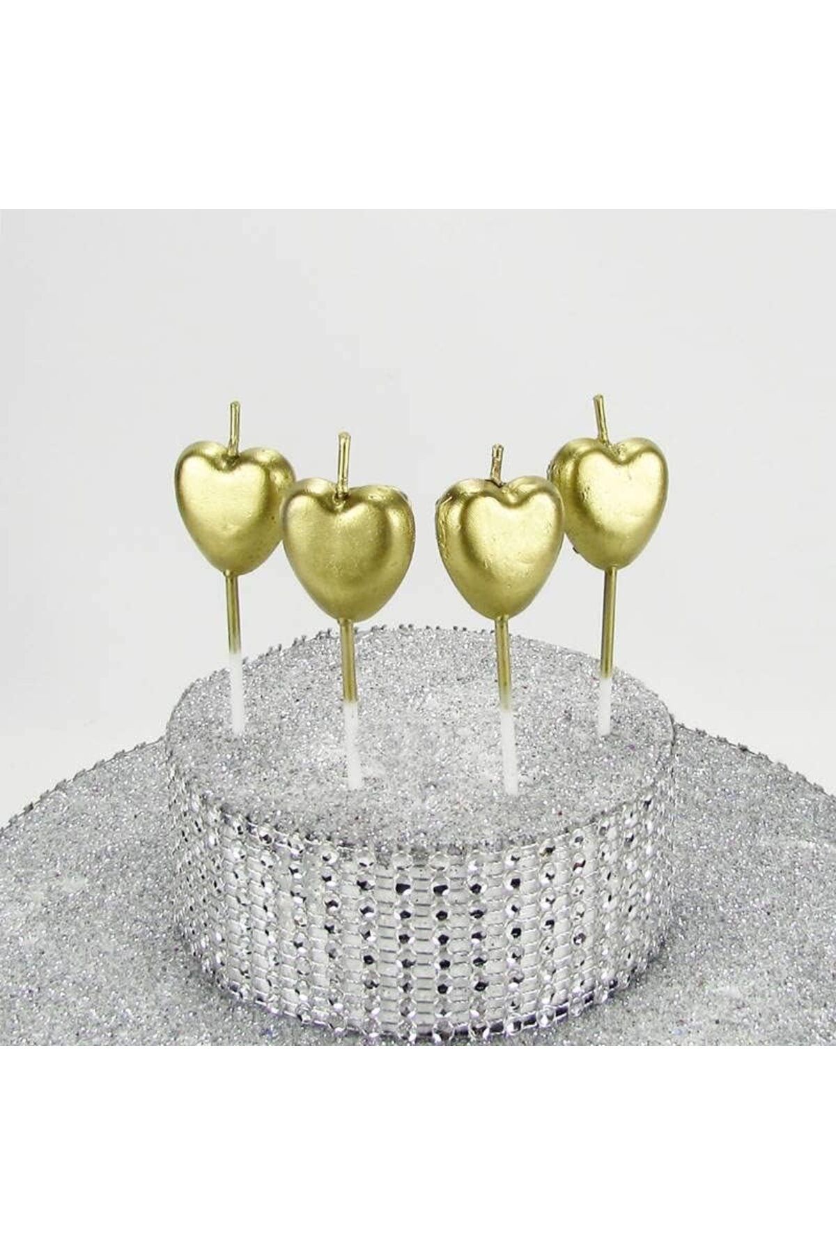 Mu Art Ahşap Mrt VİTRİNİ Gold Renk Kalp Mumlar 4 Adet Art 871301