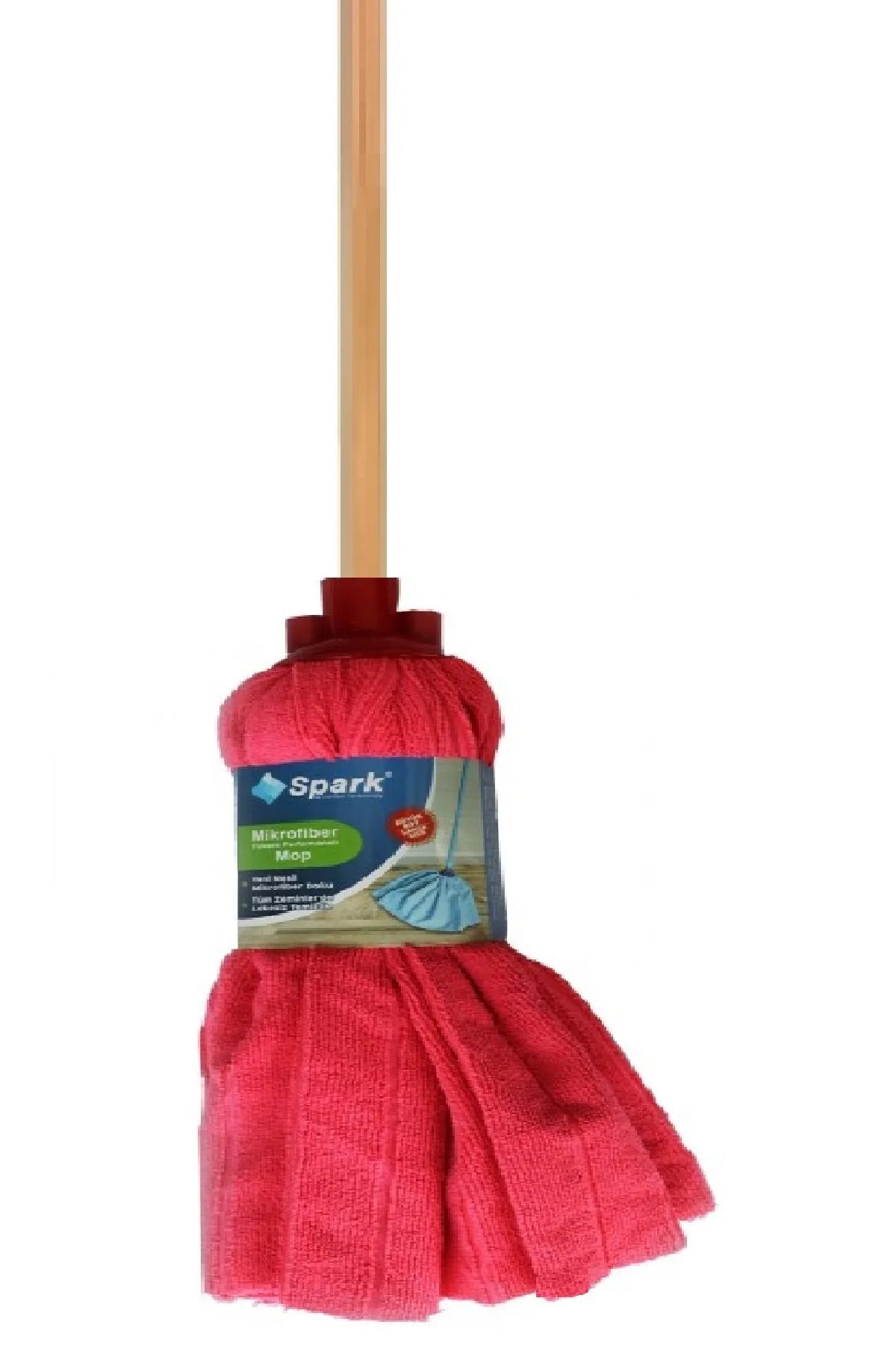 Spark Havlu Paspas Mop Large Ucu Ve Ahşap Sapı Takım Fuşya