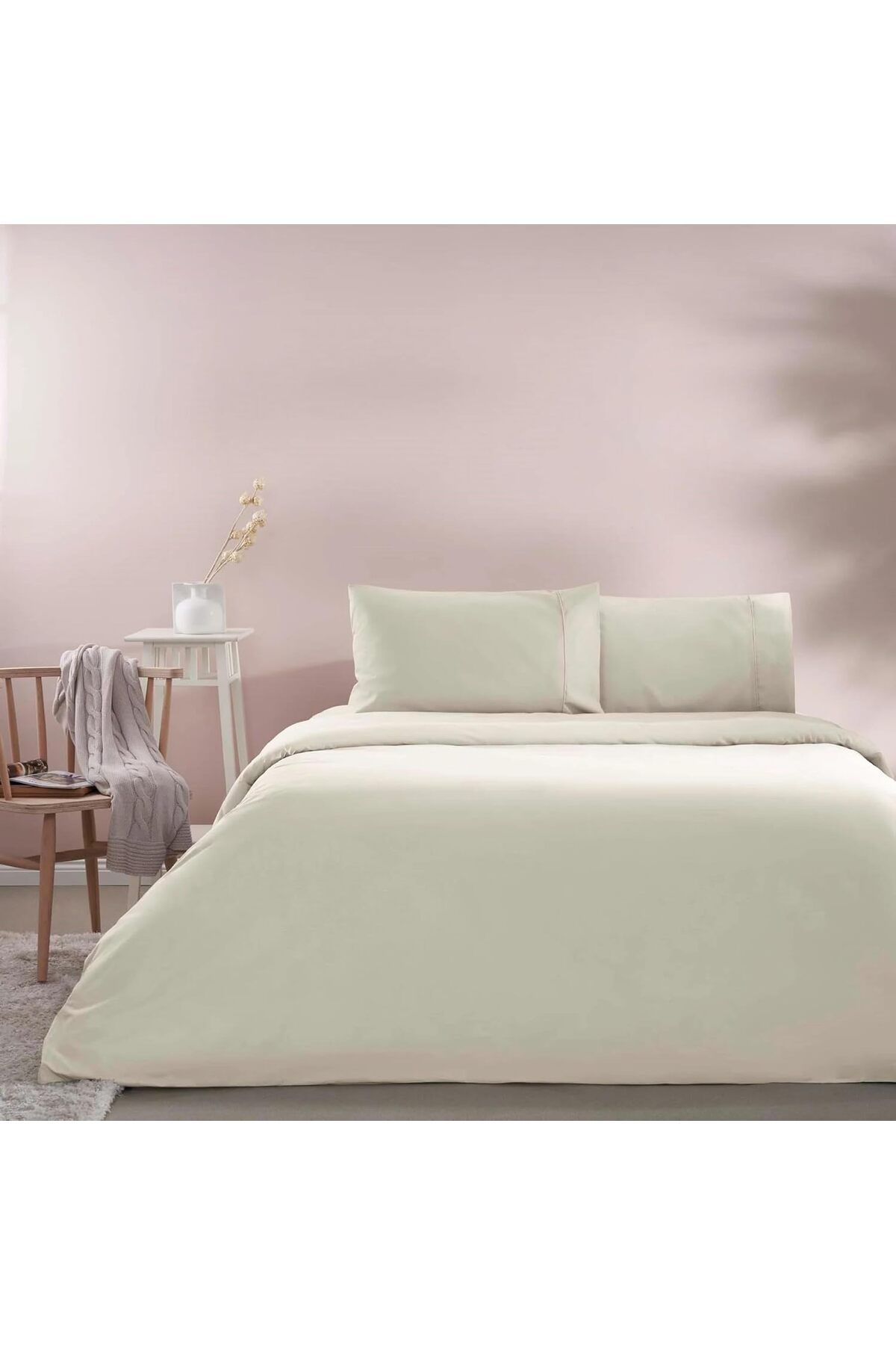 LUXE Pamuk Rf Basic Nevresim Takımı Ekru Tek Kişilik LXSHP 1055529