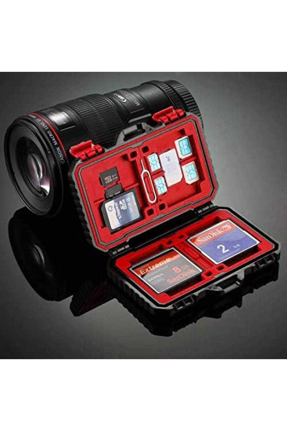 Hepta Collection-Case 24 Slots Multi Memory Card and Micro Sd Card Carrying Case Micro Sd Card Box (Red) 2