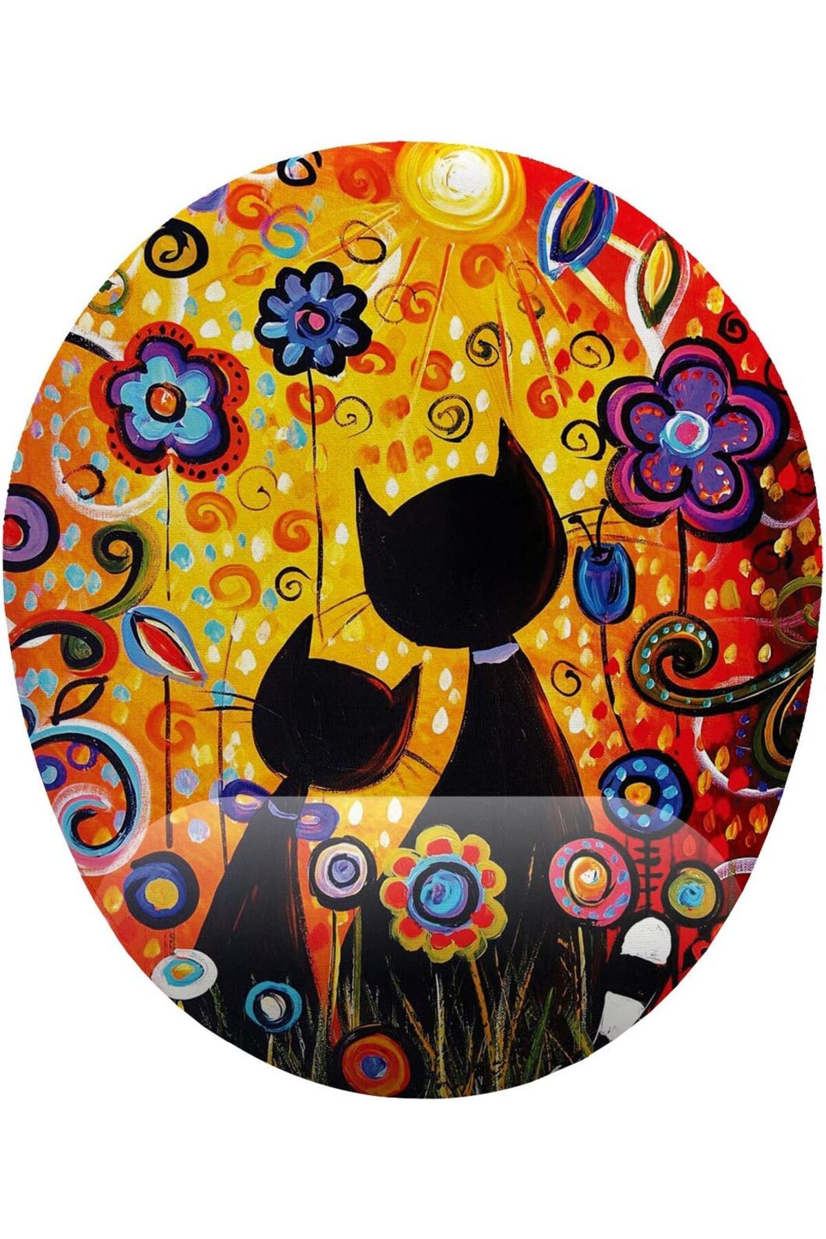 Mu Art Ahşap Mrt fikirler Gün Batımı ve Kediler Bilek Destekli Mouse Pad Art 871301