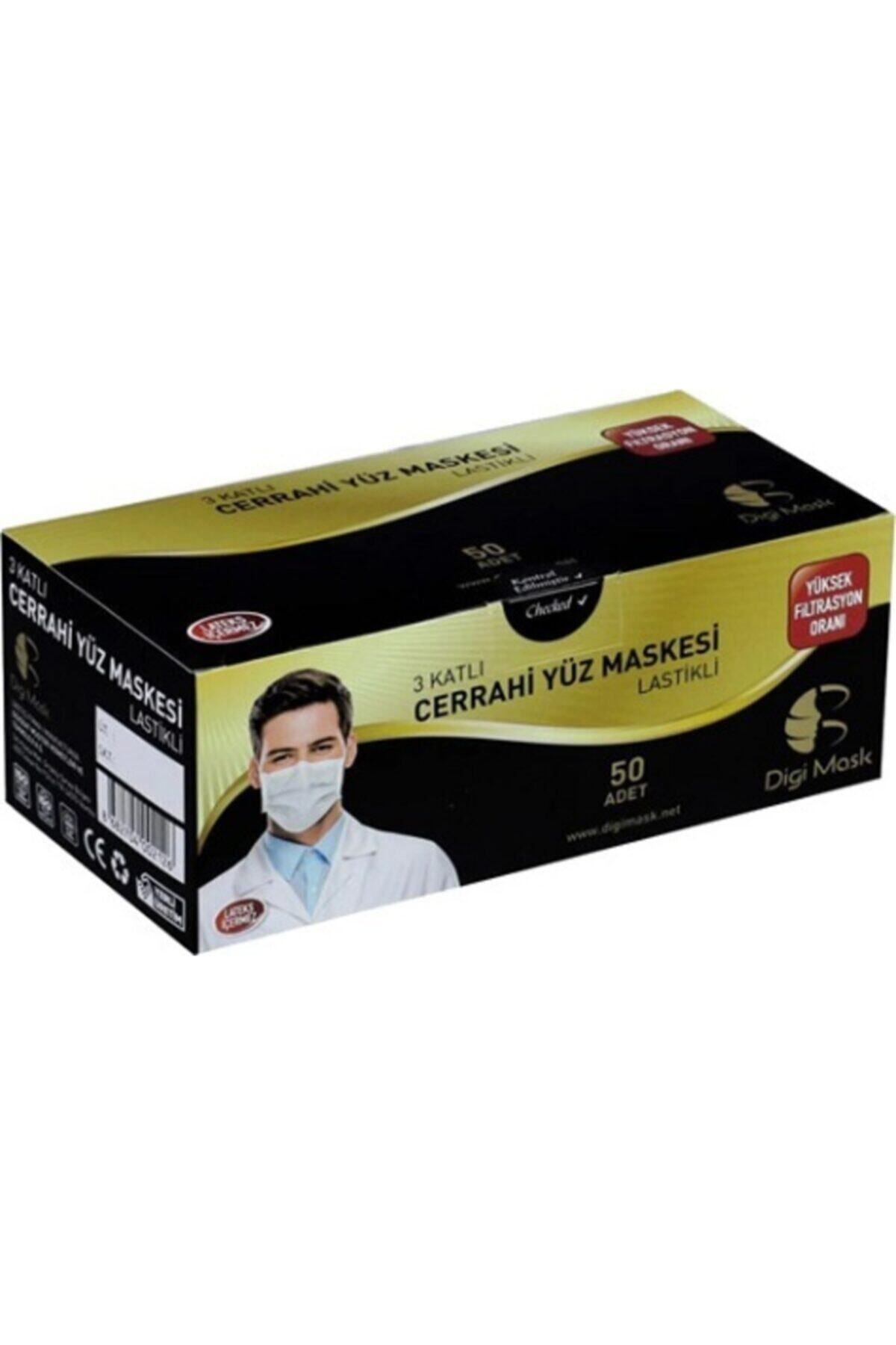 prestij sanal market Digi Mask Beyaz 3 Katlı Cerrahi Yüz Maskesi 250 Adet (5 Kutu)