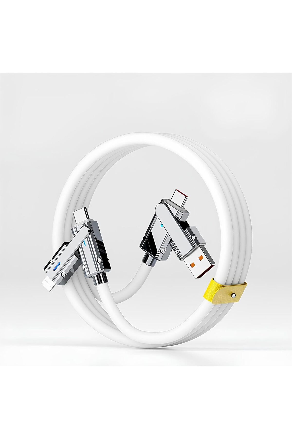 Mu Art Ahşap Mrt [4'ü 1 Arada] 60W Type c Hızlı Şarj Kablosu Çoklu Kalın Kopma Karşıtı Type C ve Lightni
