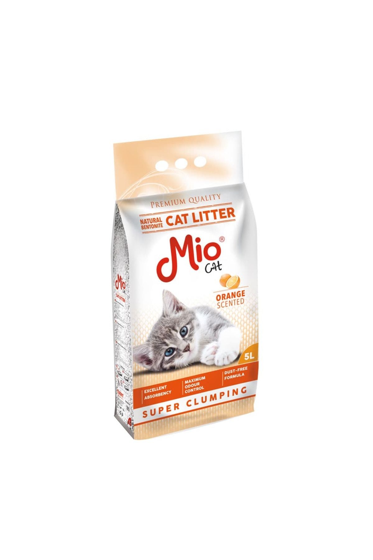MİO Nisip Pisica ️, Mio Cat, High Premium Bentonite, Parfum Portocale, Super Clumping - One Size