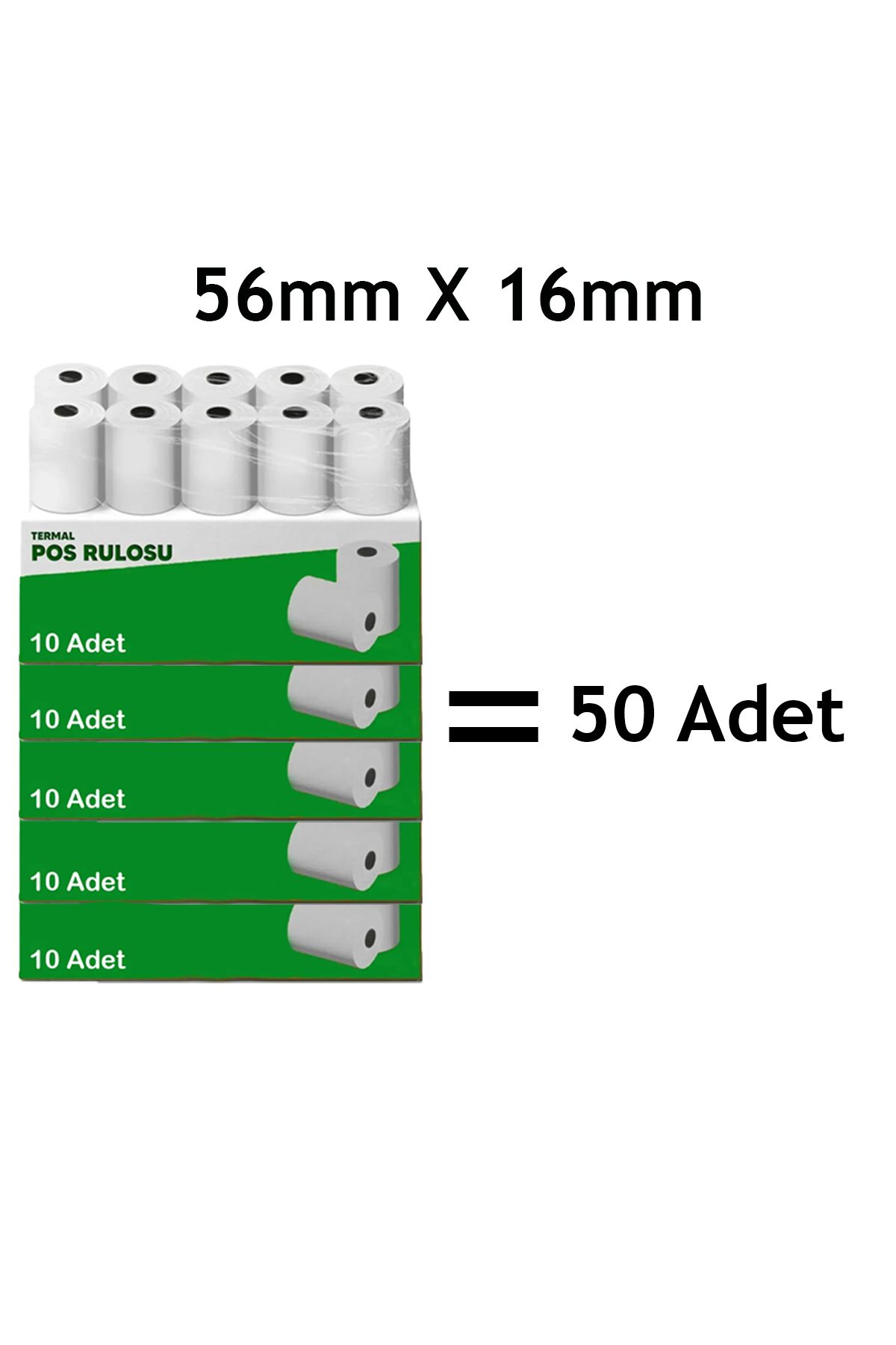 Merwish 56mm x 16m Termal POS Rulo Kağıt Termal Yazıcı ve Yazar Kasa İçin Uyumlu Net Baskı 5 Paket 50 Adet