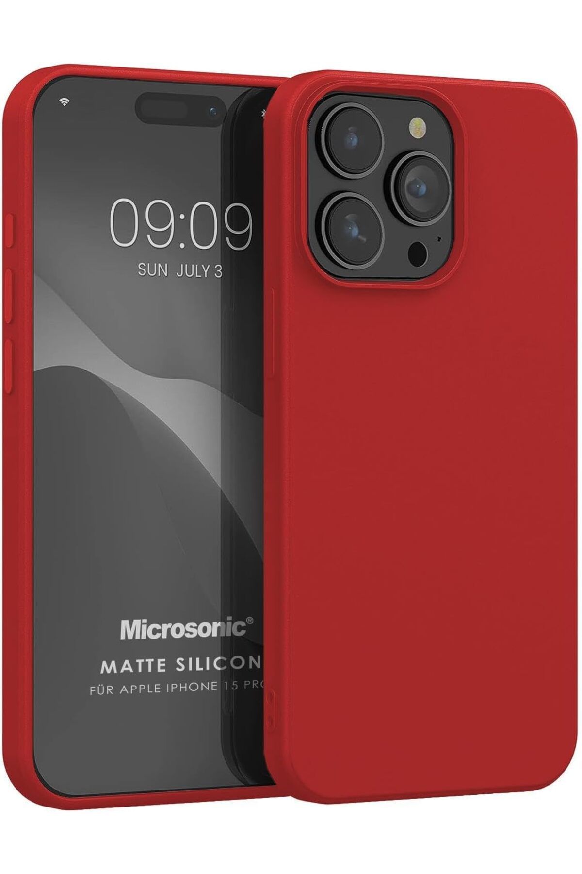STOREMAX Rom Kılıf Matte Silicone iPhone 15 Pro için Kırmızı [iPhone 15 Pro ile Uyumlu Kılıf - Kırm
